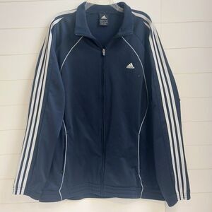 Adidas 3-Striped Track Athletic Jacket Men's Size 2XL Navy Blue Full Zip Y2K